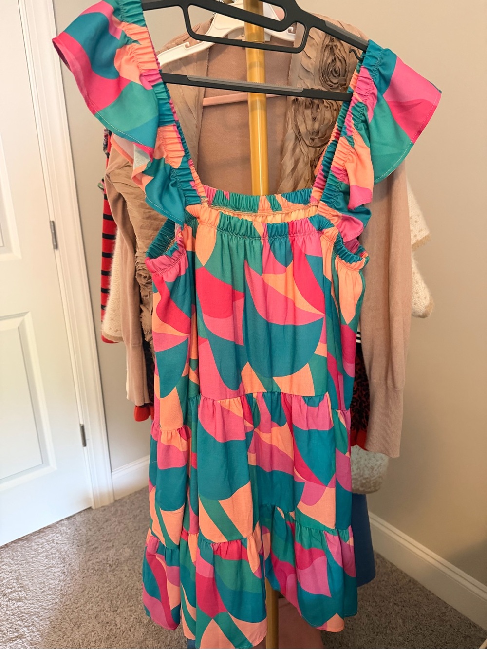 Girls' Teal, Pink & Orange Tiered Ruffle Sundress